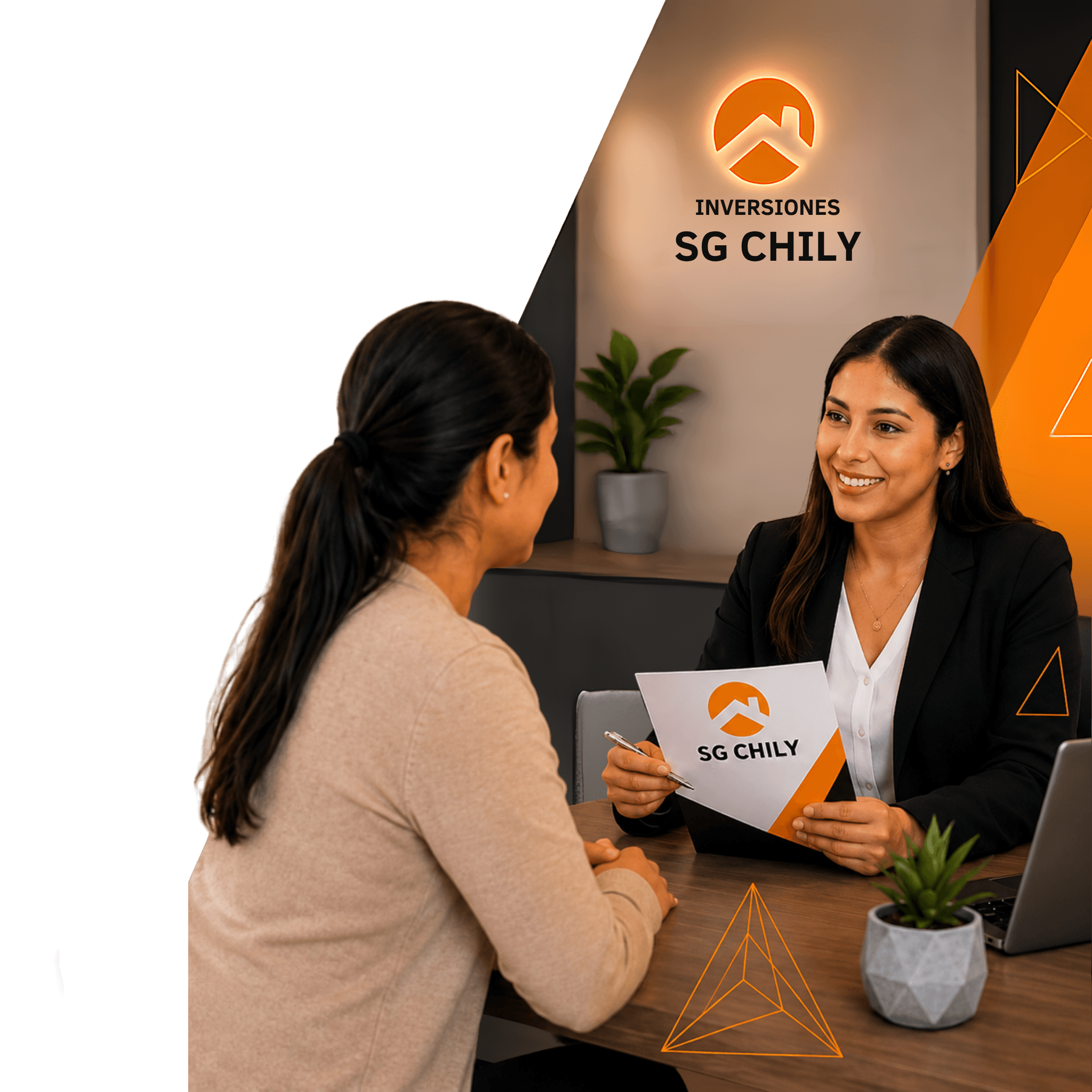 Equipo de Inversiones SG Chily atendiendo clientes